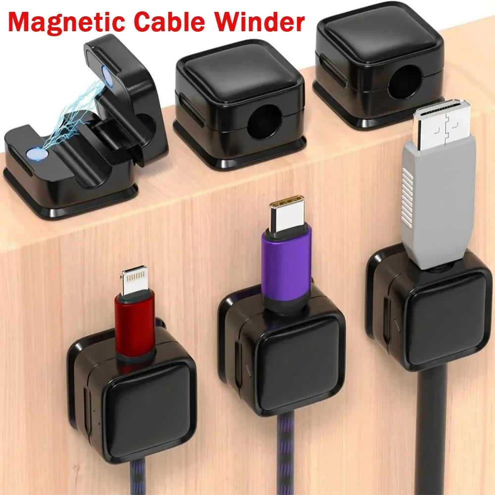 1/3/6 PCS Magnetic Cable Organizer Cable Clips Management Wire Keeper Wall Data Cable Winder Adjustable Cord Holder under Desk